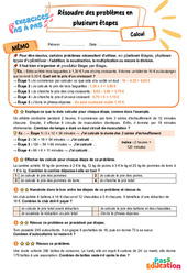 Résoudre des problèmes en plusieurs étapes - Exercices Pas à Pas : Primaire 5 - PDF à imprimer