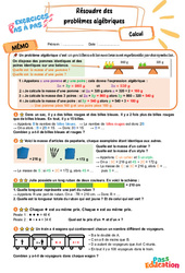 Résoudre des problèmes algébriques - Exercices Pas à Pas : Primaire 5 - PDF à imprimer