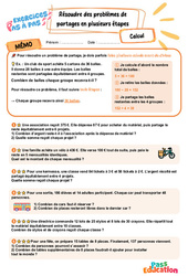 Résoudre des problèmes de partages en plusieurs étapes - Exercices Pas à Pas : Primaire 5 - PDF à imprimer