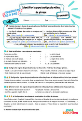 Identifier la ponctuation de milieu de phrase - Exercices Pas à Pas : Primaire 4 - PDF à imprimer