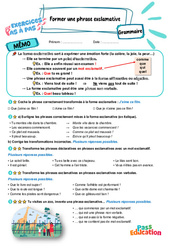 Former une phrase exclamative - Exercices Pas à Pas : Primaire 4 - PDF à imprimer