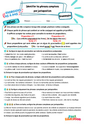 Identifier les phrases complexes par juxtaposition - Exercices Pas à Pas : Primaire 4 - PDF à imprimer