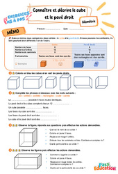 Connaitre et décrire le cube et le pavé droit - Exercices Pas à Pas : Primaire 3 - PDF à imprimer