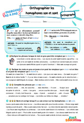 Orthographier les homophones son et sont - Exercices Pas à Pas : Primaire 3 - PDF à imprimer