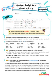 Appliquer la règle du m devant m, b et p - Exercices Pas à Pas : Primaire 3 - PDF à imprimer