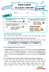 Former le pluriel en - s ou en - x des noms - Exercices Pas à Pas : Primaire 3 - PDF à imprimer