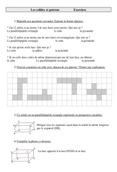 Solides et patrons - Exercices - Géométrie : Primaire 5 - PDF à imprimer
