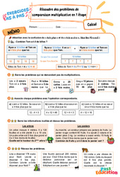 Résoudre des problèmes de comparaison multiplicative en 1 étape - Exercices Pas à Pas : Primaire 3 - PDF à imprimer