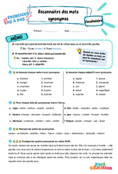 Reconnaitre des mots synonymes - Exercices Pas à Pas : Primaire 3 - PDF à imprimer
