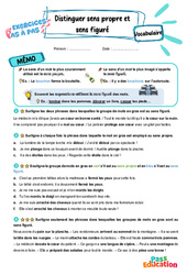 Distinguer sens propre et sens figuré - Exercices Pas à Pas : Primaire 3 - PDF à imprimer
