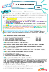 Lire un article de dictionnaire - Exercices Pas à Pas : Primaire 6 - PDF à imprimer