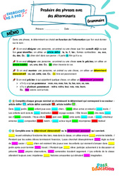 Produire des phrases avec des déterminants - Exercices Pas à Pas : Secondaire 1 - PDF à imprimer