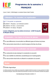 Semaine 1 - école à la maison IEF - Fiches  en libre téléchargement : Secondaire 3