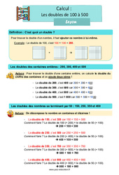 Les doubles de 100 à 500 - Cours, Leçon : Primaire 2 - PDF gratuit à imprimer
