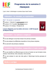 Semaine 3 - école à la maison IEF - Fiches  : Secondaire 3