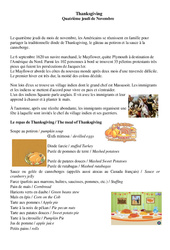 Thanksgiving - Quatrième jeudi de Novembre - Civilisation anglaise : Primaire 3, 4, 5 - PDF à imprimer