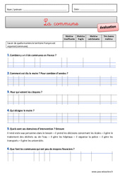 Commune - Examen Evaluation - EMC : Primaire 4, 5 - PDF à imprimer