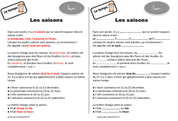 Saisons - Cours, Leçon : Primaire 2 - PDF à imprimer
