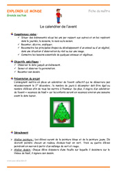 Calendrier de l'avent - Séquence - Fiche de préparation : Maternelle 2 - PDF à imprimer