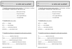 Conjuguer le verbe avoir au présent - Exercices : Primaire 2 - PDF à imprimer