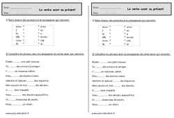 Verbe avoir au présent - Exercices - Conjugaison : Primaire 2 - PDF à imprimer