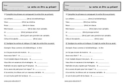 Conjuguer le verbe être au présent - Exercices : Primaire 2 - PDF à imprimer