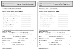 Trouver l’infinitif d’un verbe - Exercices : Primaire 2 - PDF à imprimer
