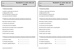 Reconnaître le verbe dans une phrase - Exercices : Primaire 2 - PDF à imprimer
