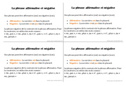 Phrase affirmative et négative - Cours, Leçon : Primaire 2 - PDF à imprimer