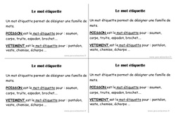 Mot étiquette - Cours, Leçon : Primaire 2 - PDF à imprimer