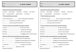 Passé composé - Exercices - Verbe à conjuguer : Primaire 2 - PDF à imprimer