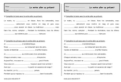 Conjuguer le verbe aller au présent - Exercices : Primaire 2 - PDF à imprimer