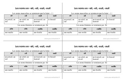 Noms en - ail, - eil, - euil, - ouil - Cours, Leçon : Primaire 2 - PDF à imprimer