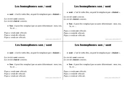 Son - sont - Homophones - Cours, Leçon : Primaire 2 - Cycle 2 - PDF à imprimer