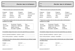 Chercher dans le dictionnaire - Exercices : Primaire 2 - PDF à imprimer