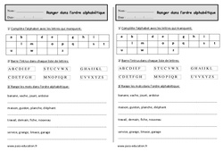 Classer par ordre alphabétique - Exercices : Primaire 2 - PDF à imprimer