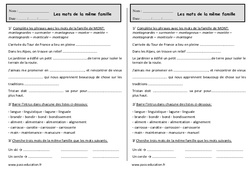 Mots de la même famille - Exercices de vocabulaire : Primaire 2 - PDF à imprimer