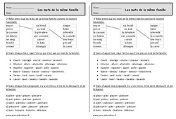 Mots d'une même famille - Exercices  : Primaire 2 - PDF à imprimer