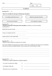 Phrase - Exercices - Grammaire : Primaire 2 - PDF à imprimer
