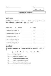 Les temps de l'indicatif - Examen Evaluation - Bilan : Primaire 2 - PDF à imprimer