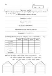Groupe nominal - Examen Evaluation - Grammaire : Primaire 2 - PDF à imprimer