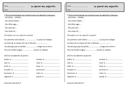 Pluriel des adjectifs - Exercices - Orthographe : Primaire 2 - PDF à imprimer