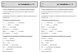 Homophones a - à - Exercices - Orthographe : Primaire 2 - PDF à imprimer