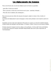 Les déplacements des hommes - Cours, Leçon : Primaire 3 - PDF à imprimer