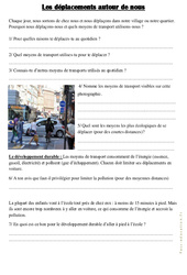 Les déplacements autour de nous - Exercices : Primaire 3 - PDF à imprimer