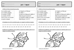 Pair ou impair - Exercices de numération : Primaire 2 - PDF à imprimer