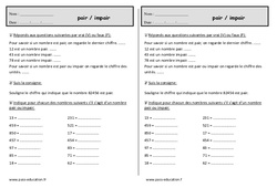 Pair ou impair - Exercices : Primaire 2 - PDF à imprimer