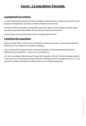 La population française - Cours, Leçon : Primaire 4, 5 - PDF à imprimer