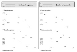 Segments et droites - Exercices  : Primaire 2 - PDF à imprimer