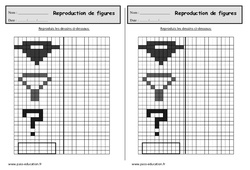 Reproduire un dessin sur quadrillage - Exercices : Primaire 2 - PDF à imprimer